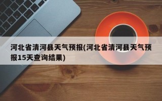 河北省清河县天气预报(河北省清河县天气预报15天查询结果)